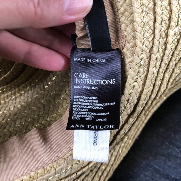 Ann Taylor Wide-Brimmed Gold Straw Sun Hat - Picture 6 of 6
